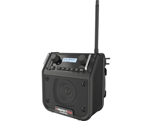 PerfecPro DABPRO bouwplaatsradio, DAB+ en FM-ontvangst, AUX-ingang, MP3, Bluetooth, schokbestendig, IP54, DPR2