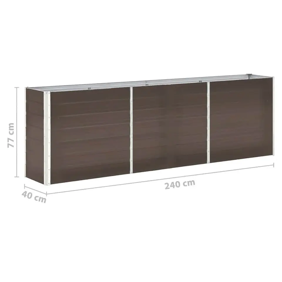vidaXL - Verhoogde Tuinbak - Bruin - Staal - 240 x 40 x 77 cm