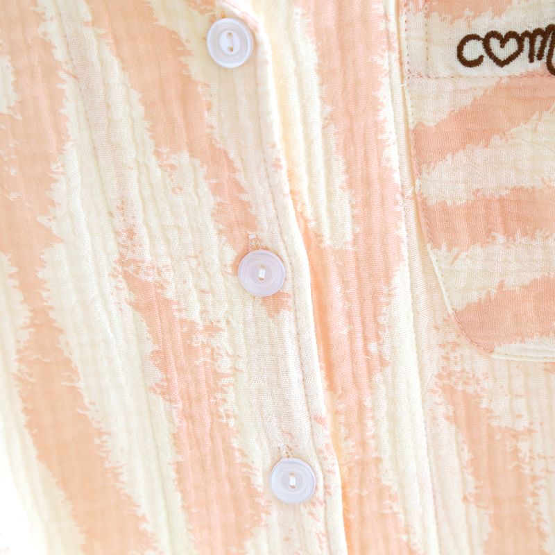 Dogini - Pyjamaset: overhemd met korte mouwen en zebraprint + korte broek