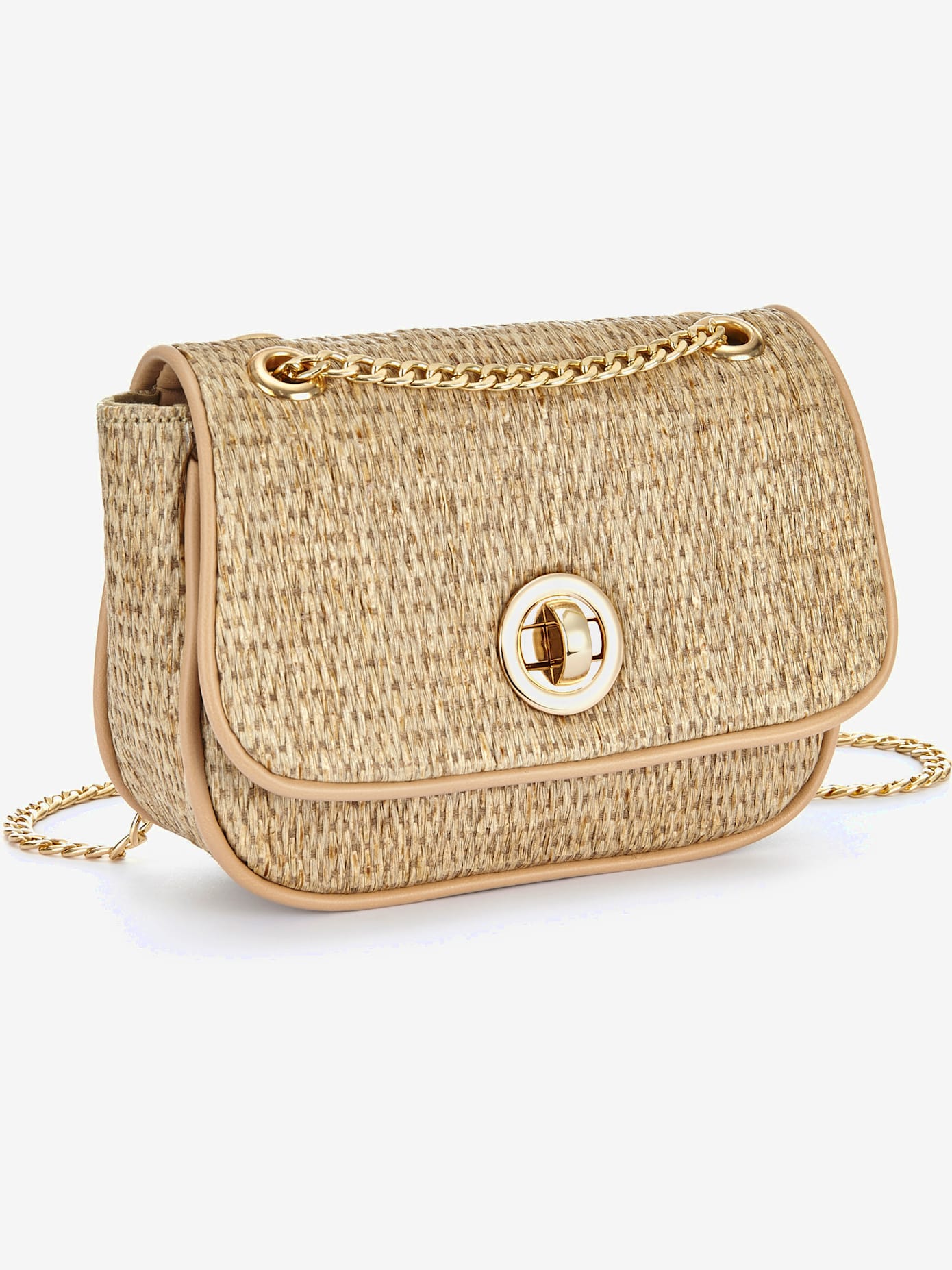 Sac en bandoulière sac à main estival avec détails couleur or et petite poche intérieure