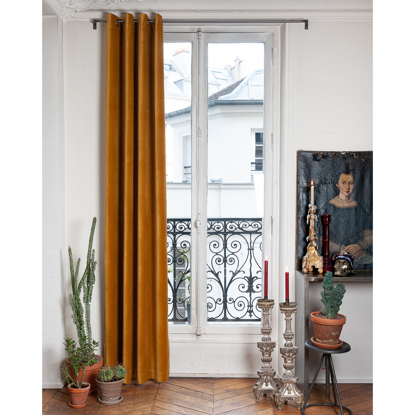 En Fil d'Indienne Rideau Lyric tabac - 135x250 cm