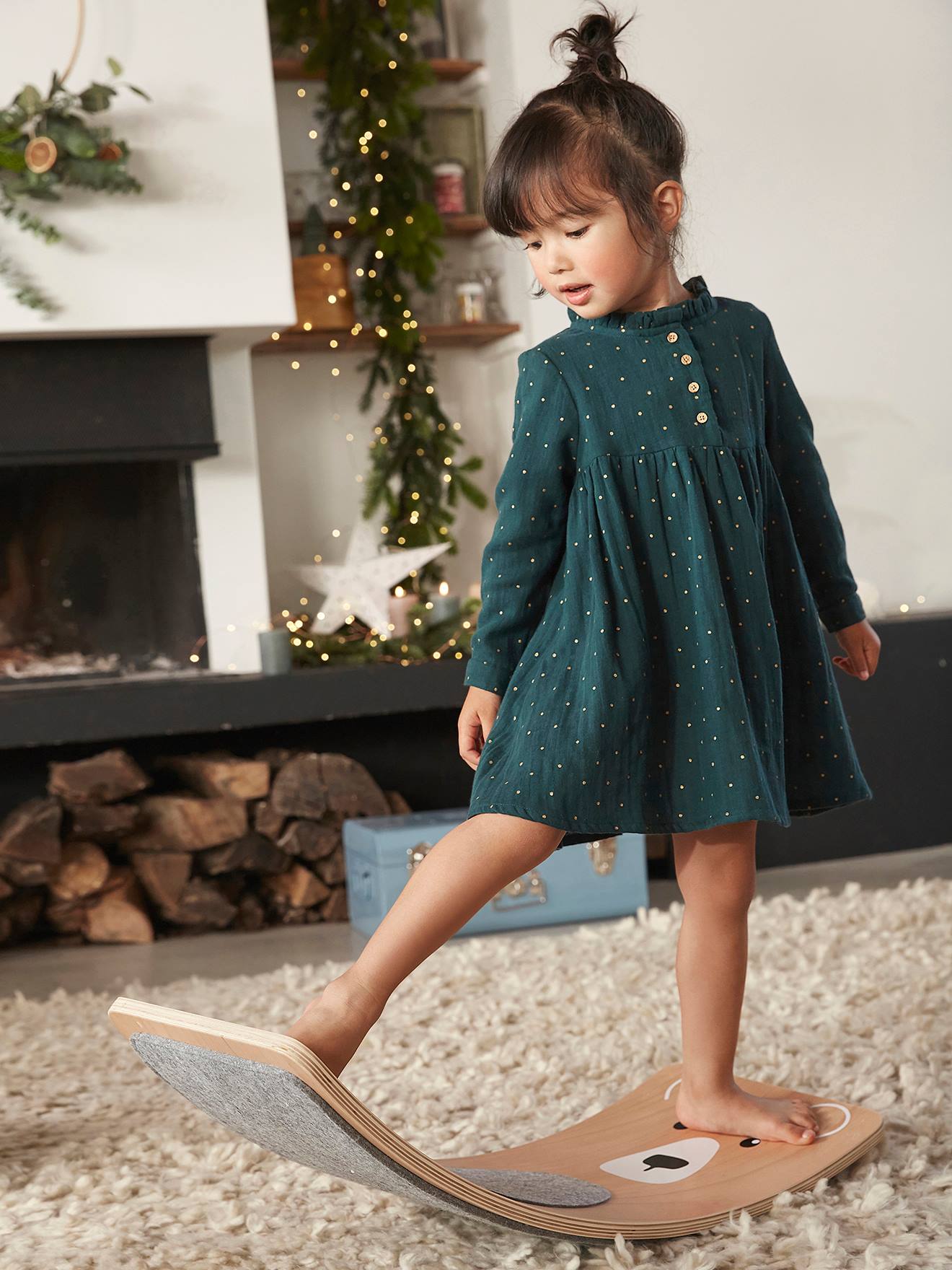 Vestido marrom médio estampado para meninas