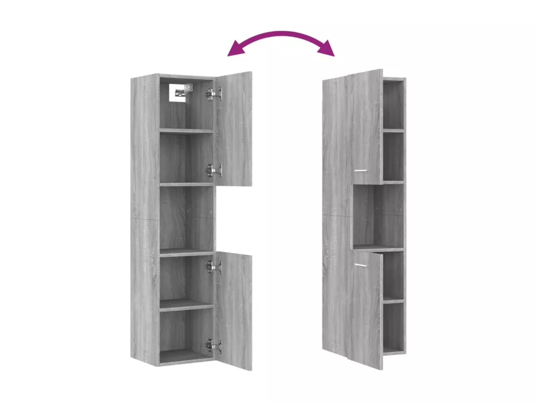Armoire de bain Sonoma gris 30x30x130 cm Bois d'ingénierie