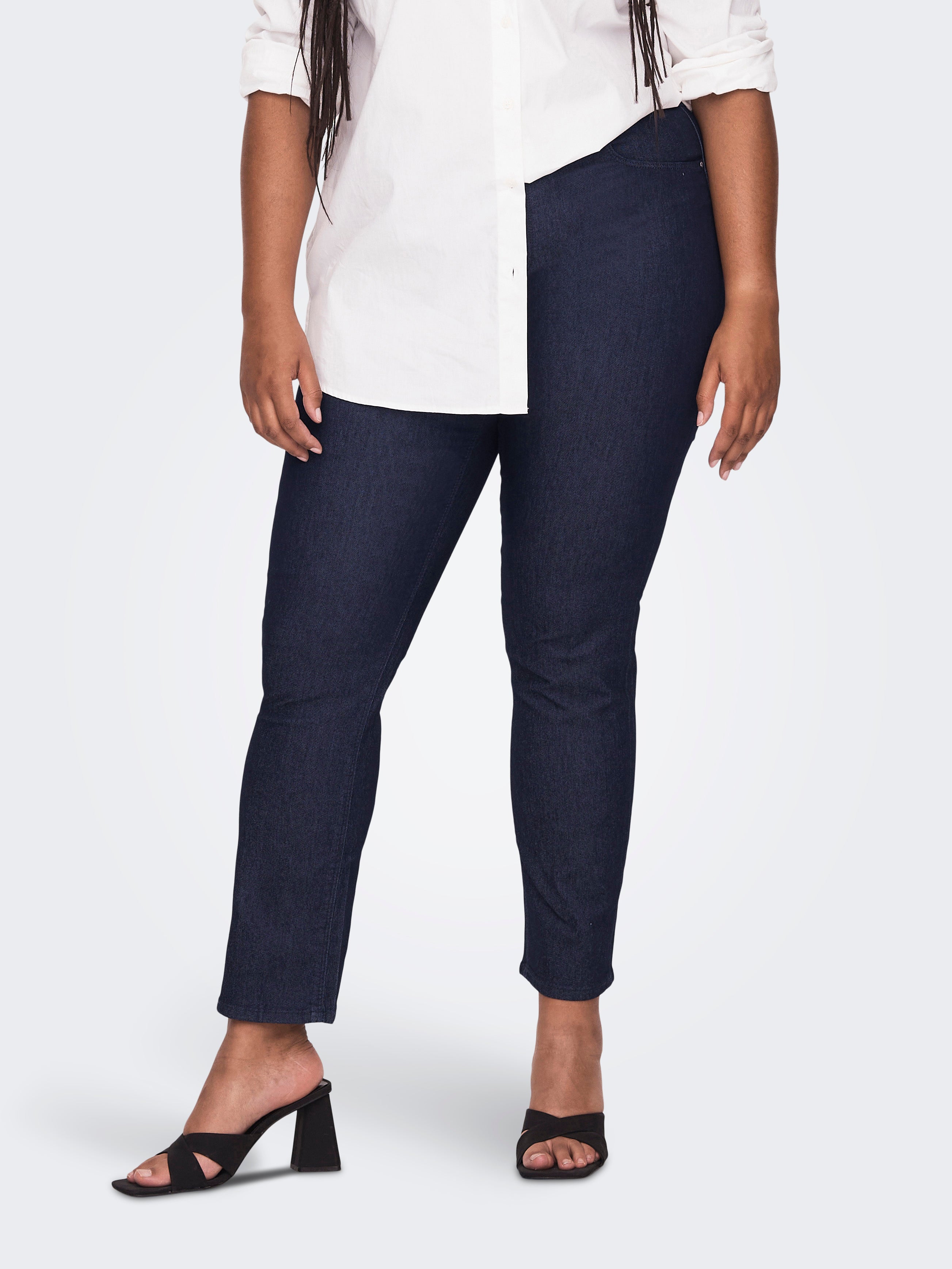 CARHIRIS Mittlere Taille Gerade geschnitten Jeans Dark Blue Denim