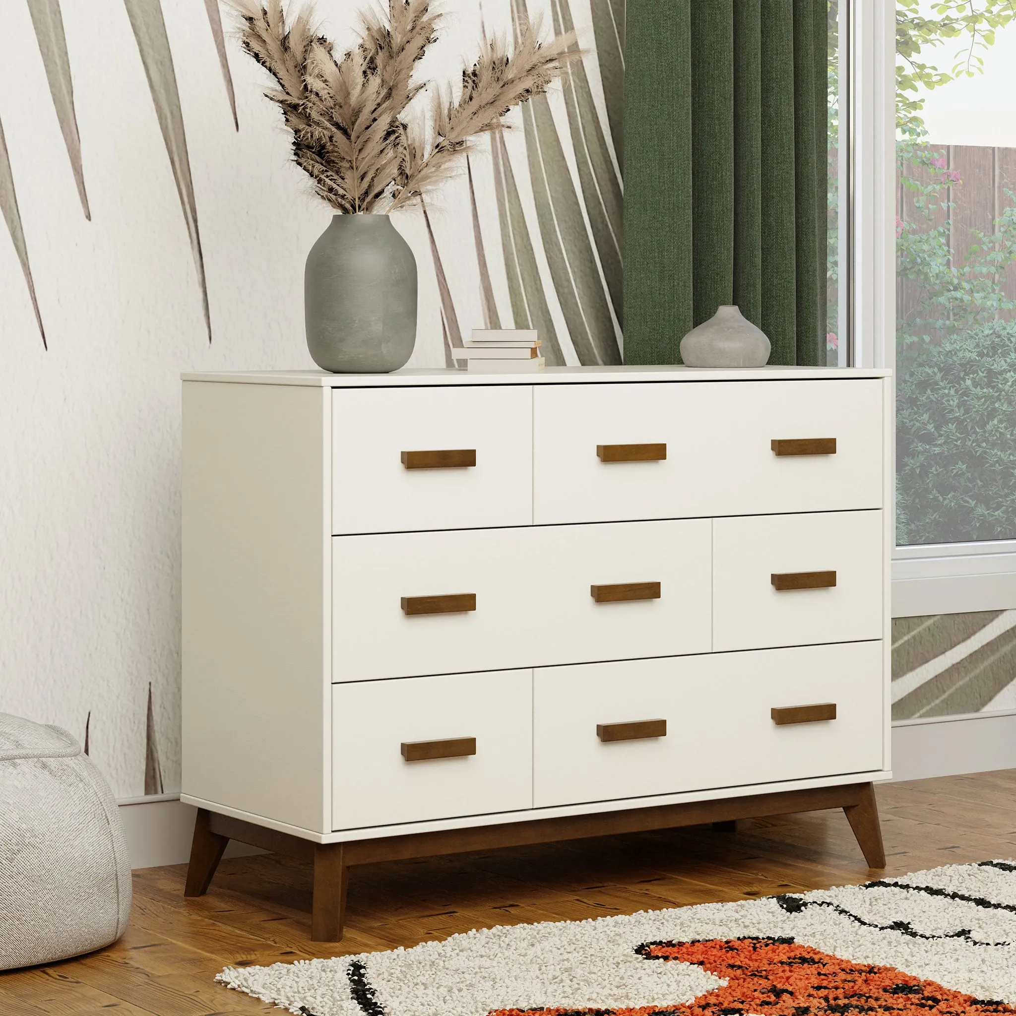 Babyletto Bureau 6 tiroirs Scoot - Blanc  Naturel Noisette