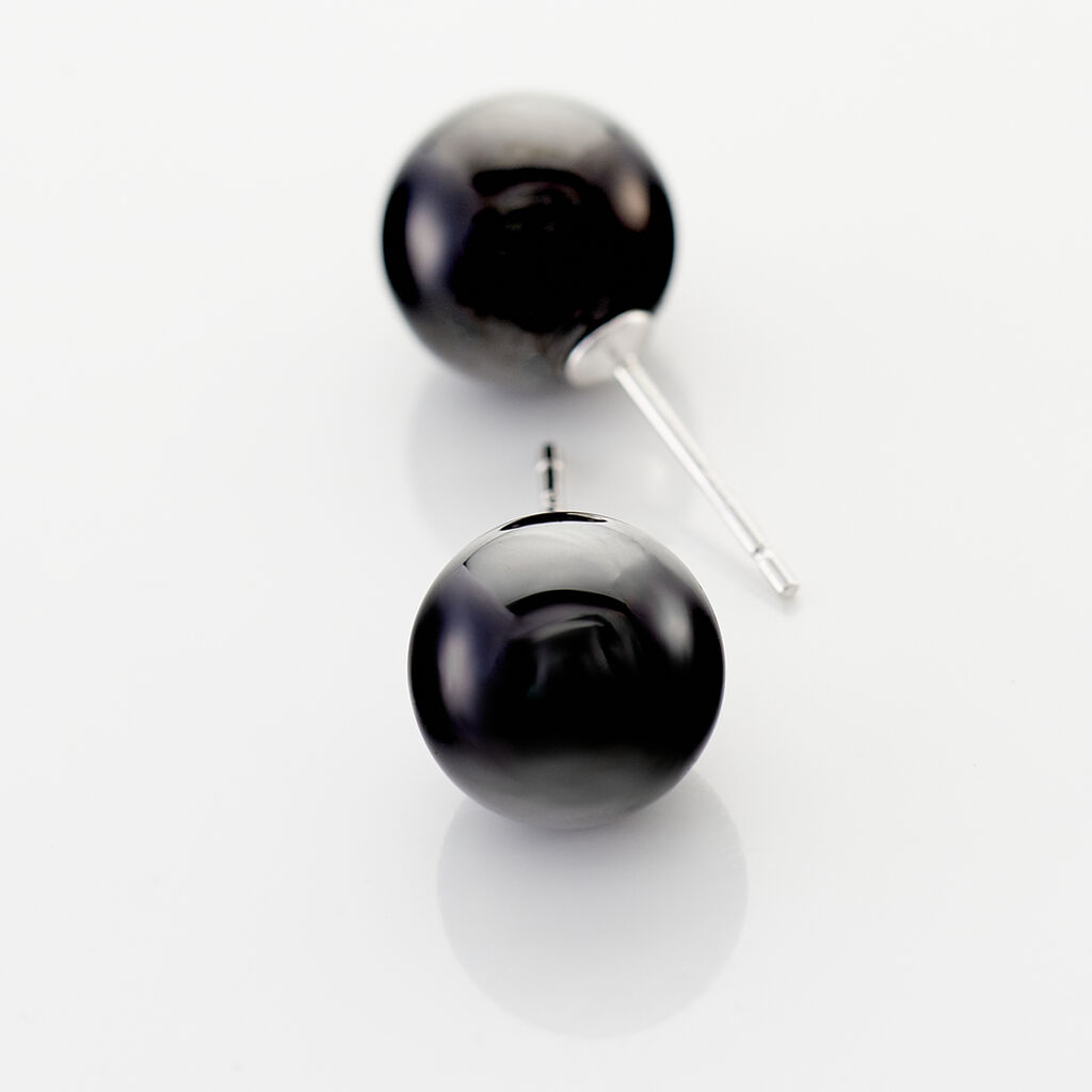 Boucles D'oreilles Puces Orbe Argent Blanc Céramique