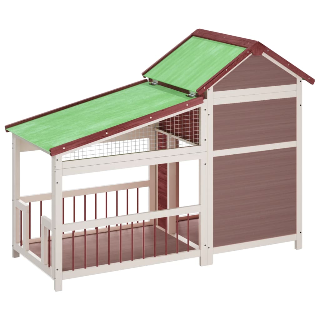 Casinha para cachorro vidaXL, madeira maciça de pinho, cor mocha, 143x60,5x109 cm