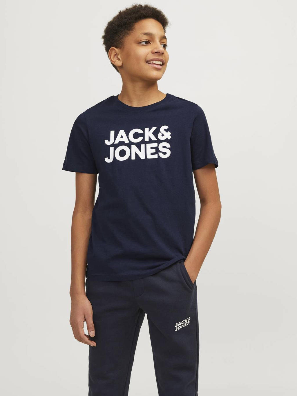 JACK & JONES T-shirt JJECORP met logo donkerblauw
