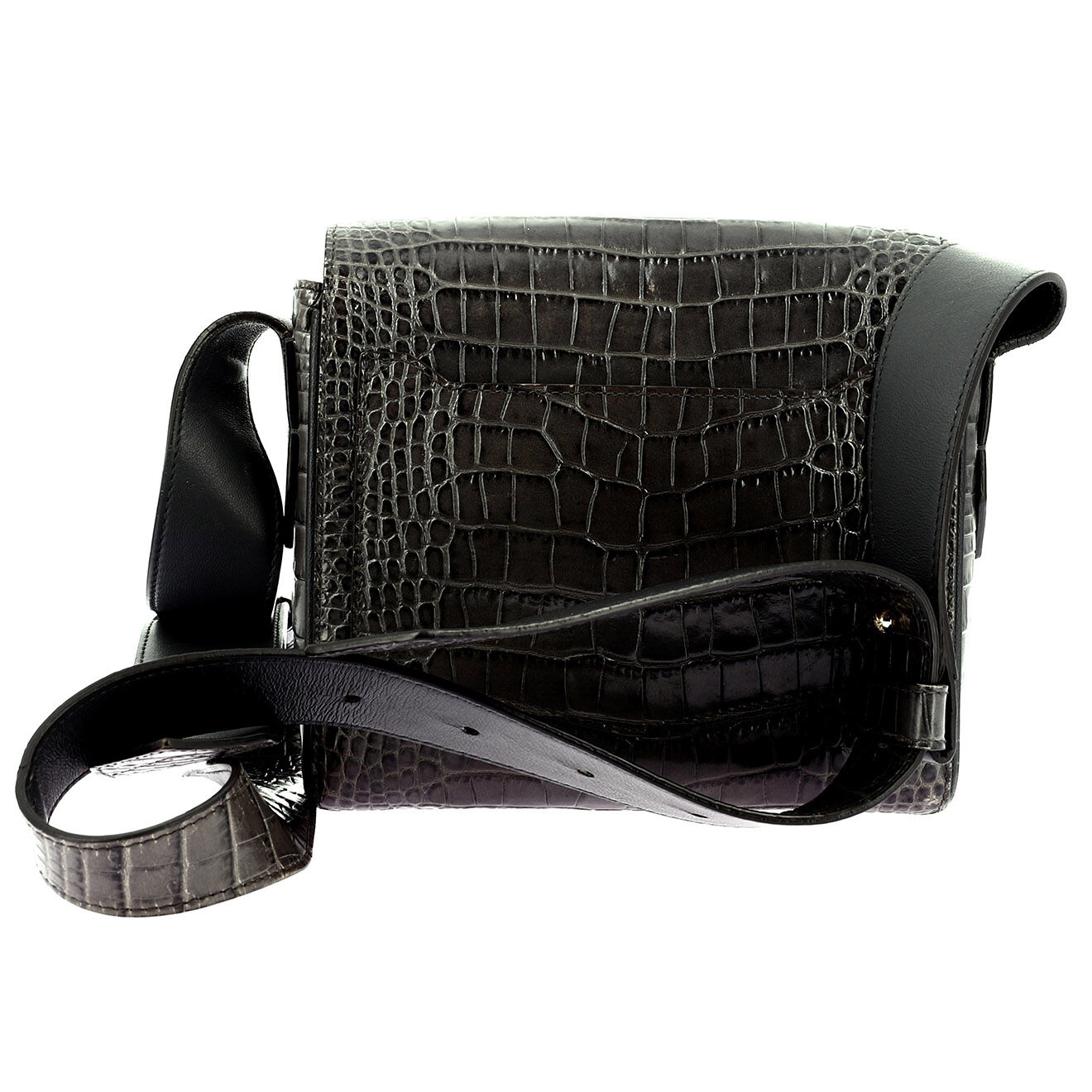 Givenchy Sac bandoulière 4G Medium en Cuir effet croco gris Etat: Bon état - Longueur 26 cm