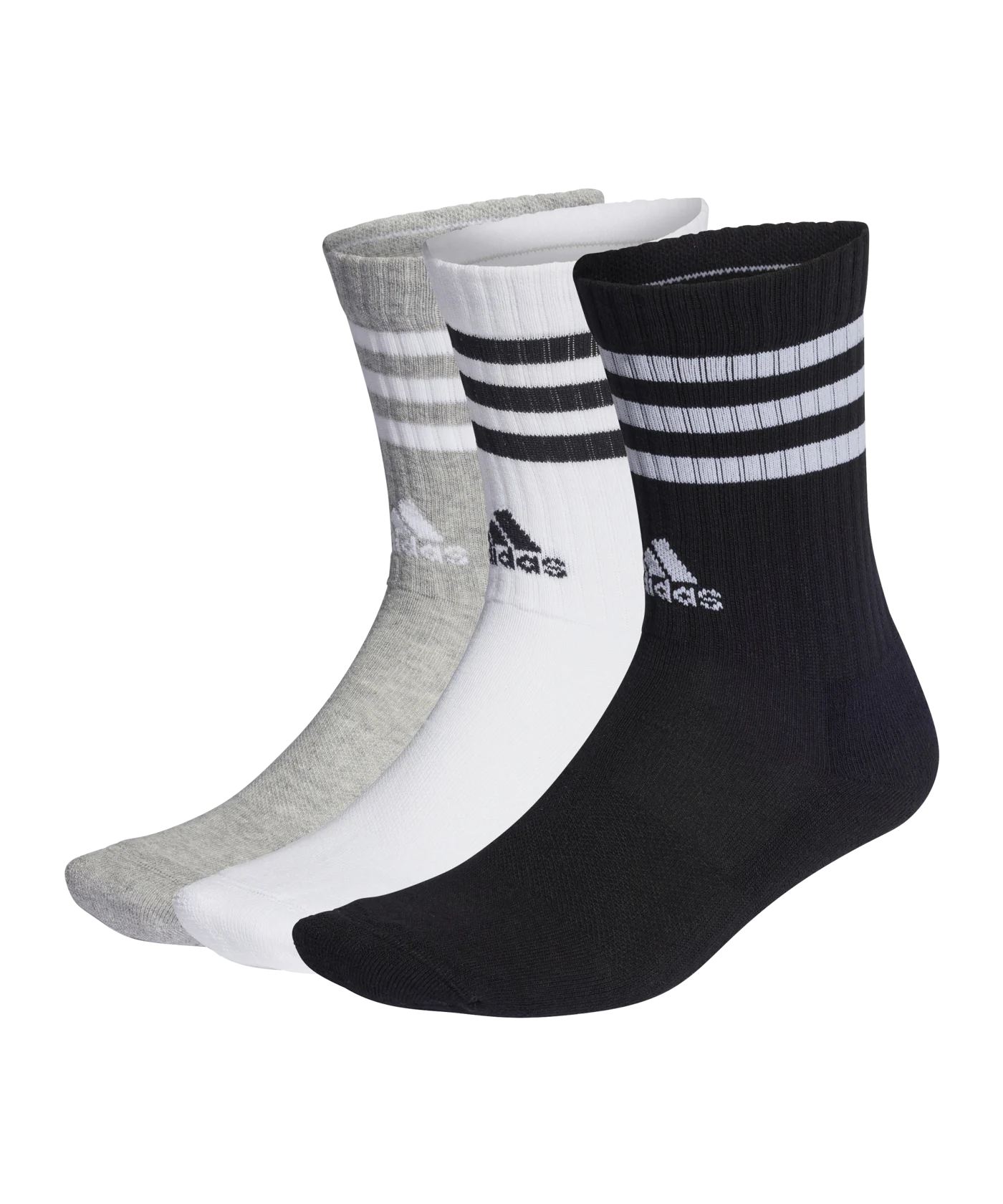 adidas 3S Cush Crew 3er Pack Socken Grau Weiss