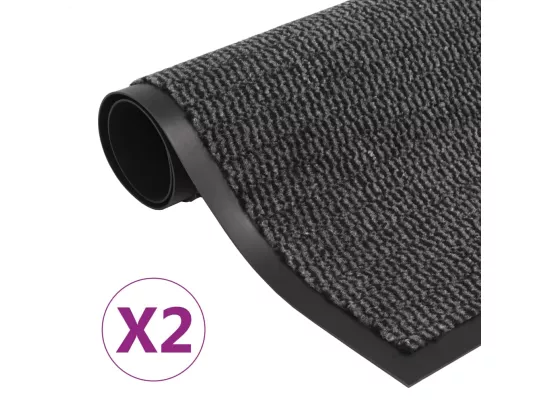 Paillassons rectangulaires 2 pcs 40 x 60 cm Anthracite