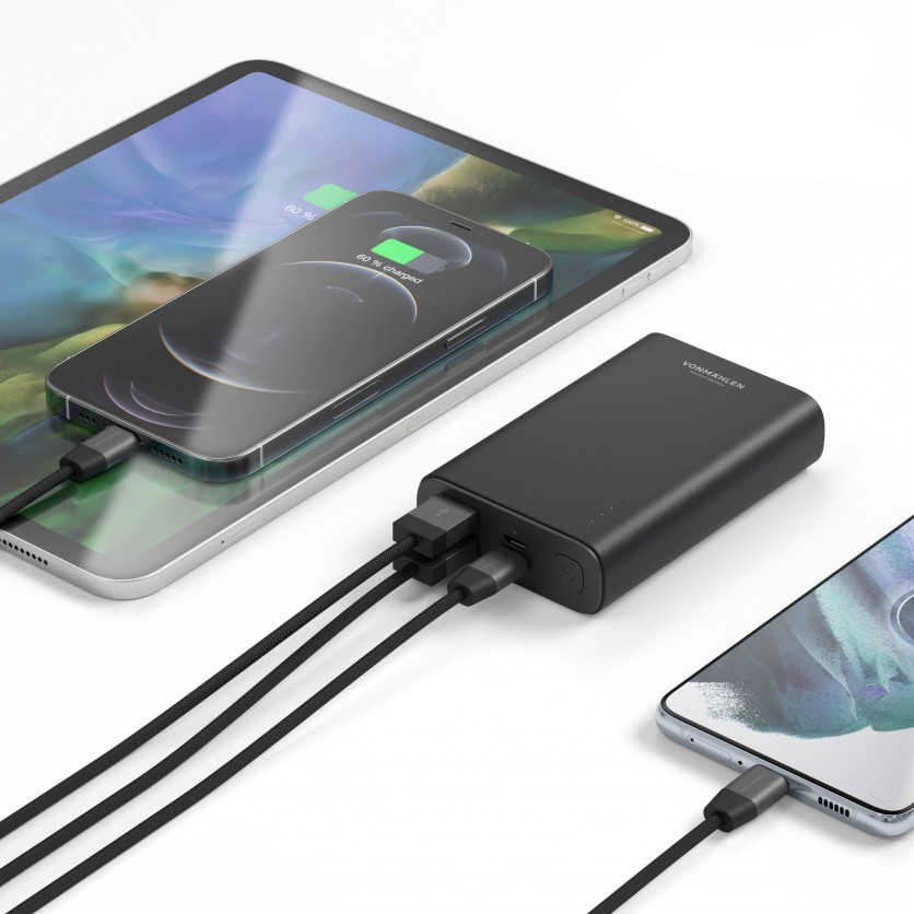 (12W) Evergreen 10000mAh 3 x USB / Micro USB / USB C / Powerbank Ladegerät Power Delivery 3.0 Quick Charge (EVG00001) - Black