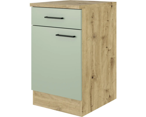 Flex Well onderkast met lade en draaideur Cara BxDxH 50 x 60 x 85 cm groen mat gedemonteerd scharnier omkeerbaar (links of rechts te monteren)