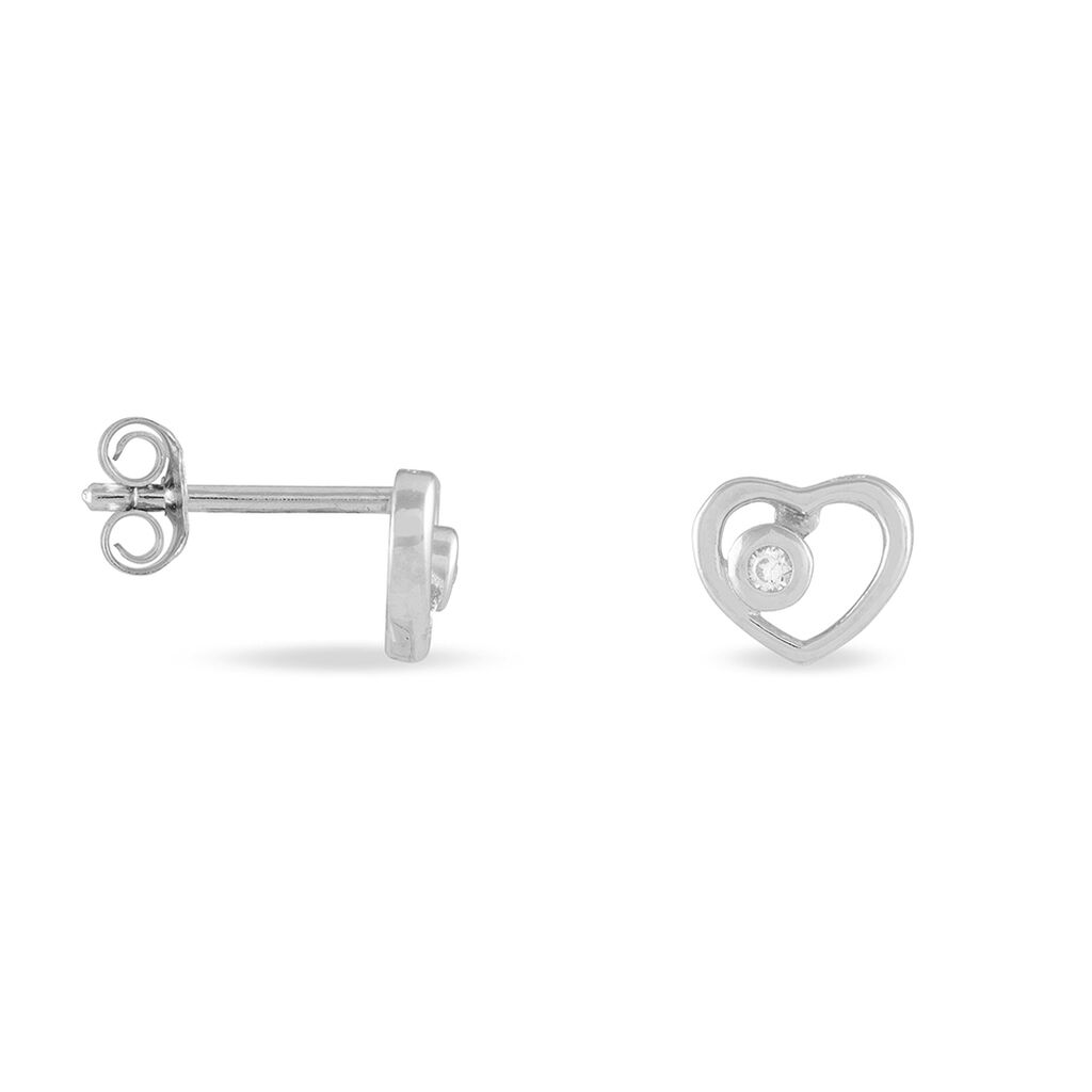 Boucles D'oreilles Puces Ashley Argent Blanc Oxyde De Zirconium