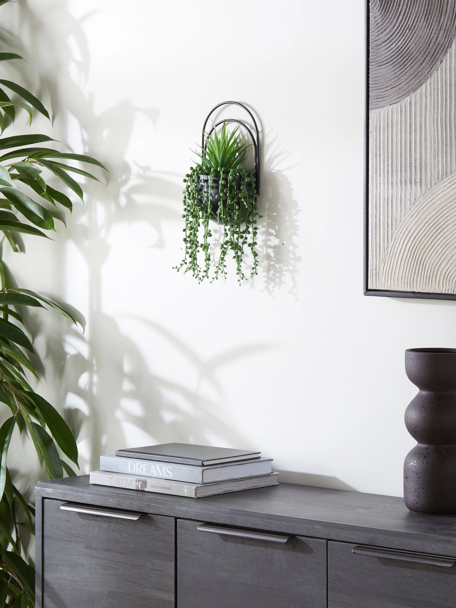 Bronx wandplaquette met kunstplanten