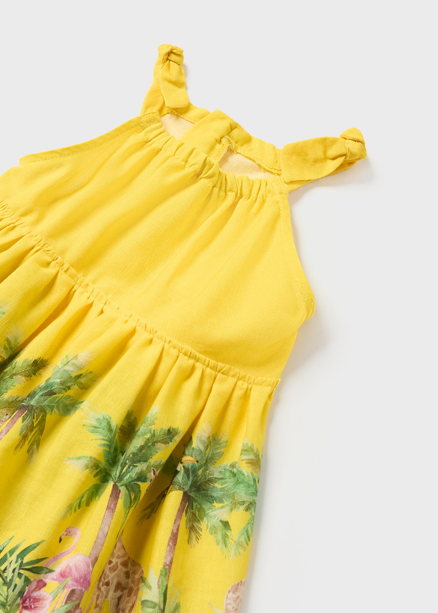 Vestido de saia estampada de linho para bebê