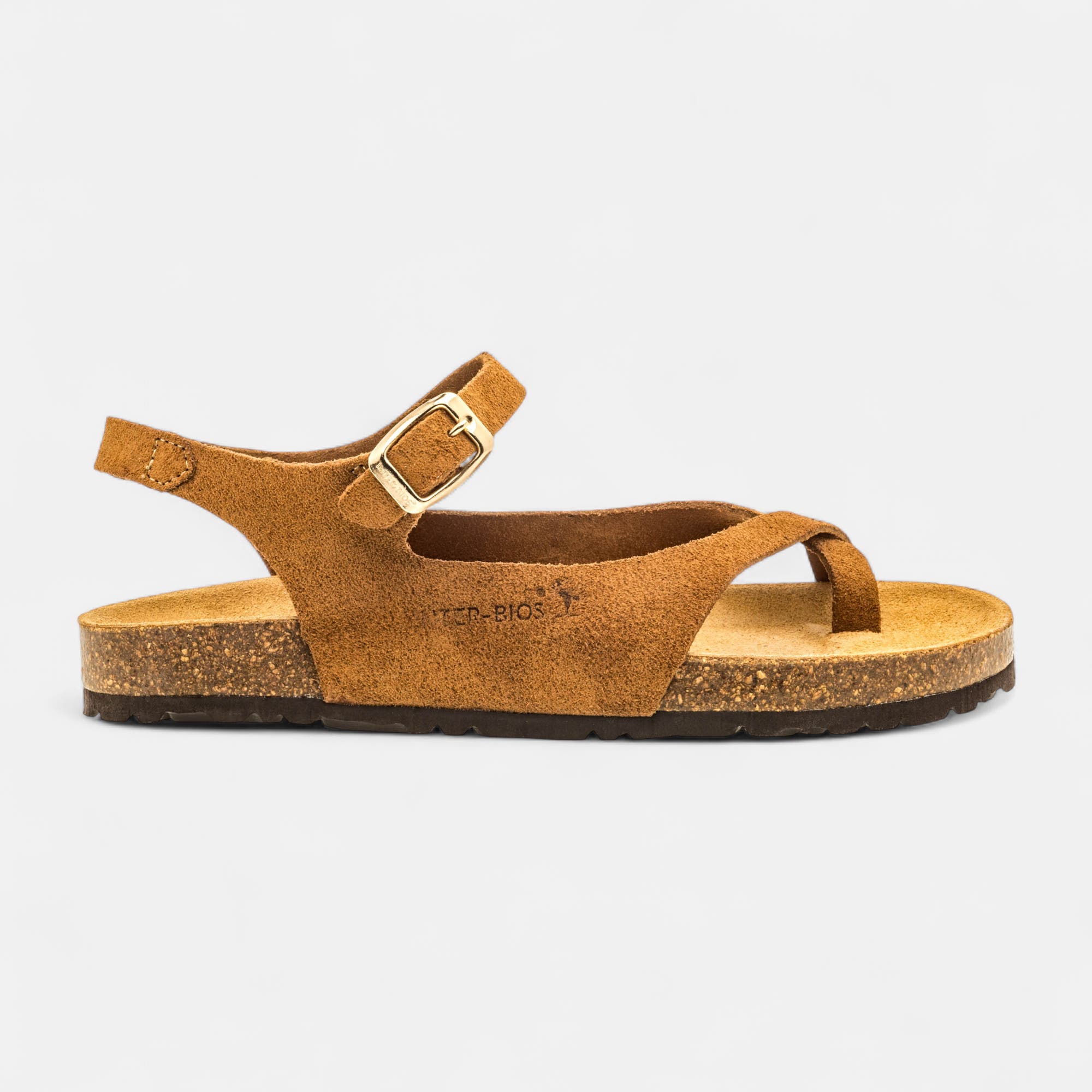 Mules semelle liège Femme en cuir camel
