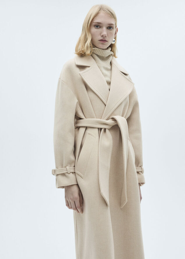 MANGO Maxi lapel Manteco wool coat Lt pastel grey