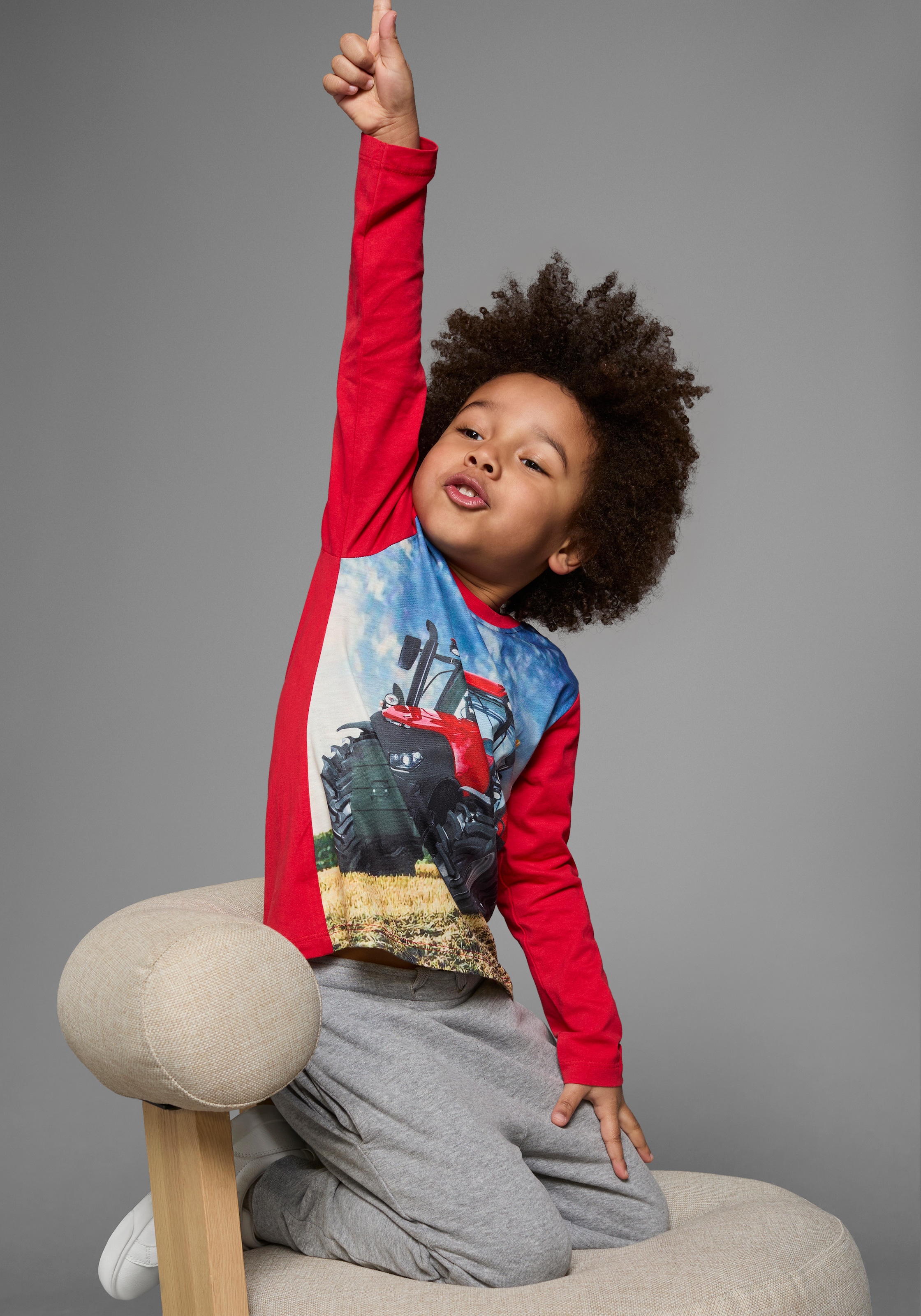 KIDSWORLD Langarmshirt »Traktoren«, 2 Stk. Langarm,  Basic-Passform,  bedruckt