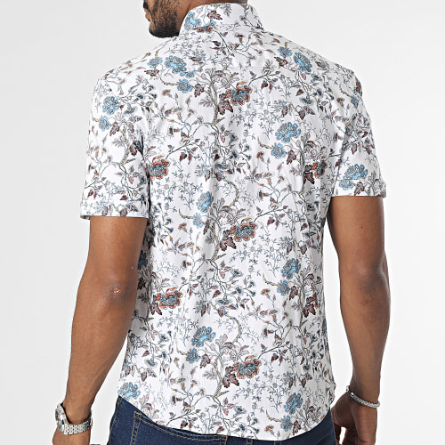 Chemise Manches Longues Blanc Bleu Floral