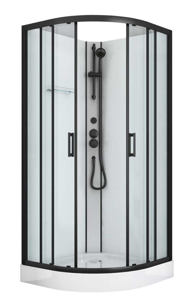Badstuber Dallas complete douchecabine 90x90x210cm kitvrij kwartrond zwart mat