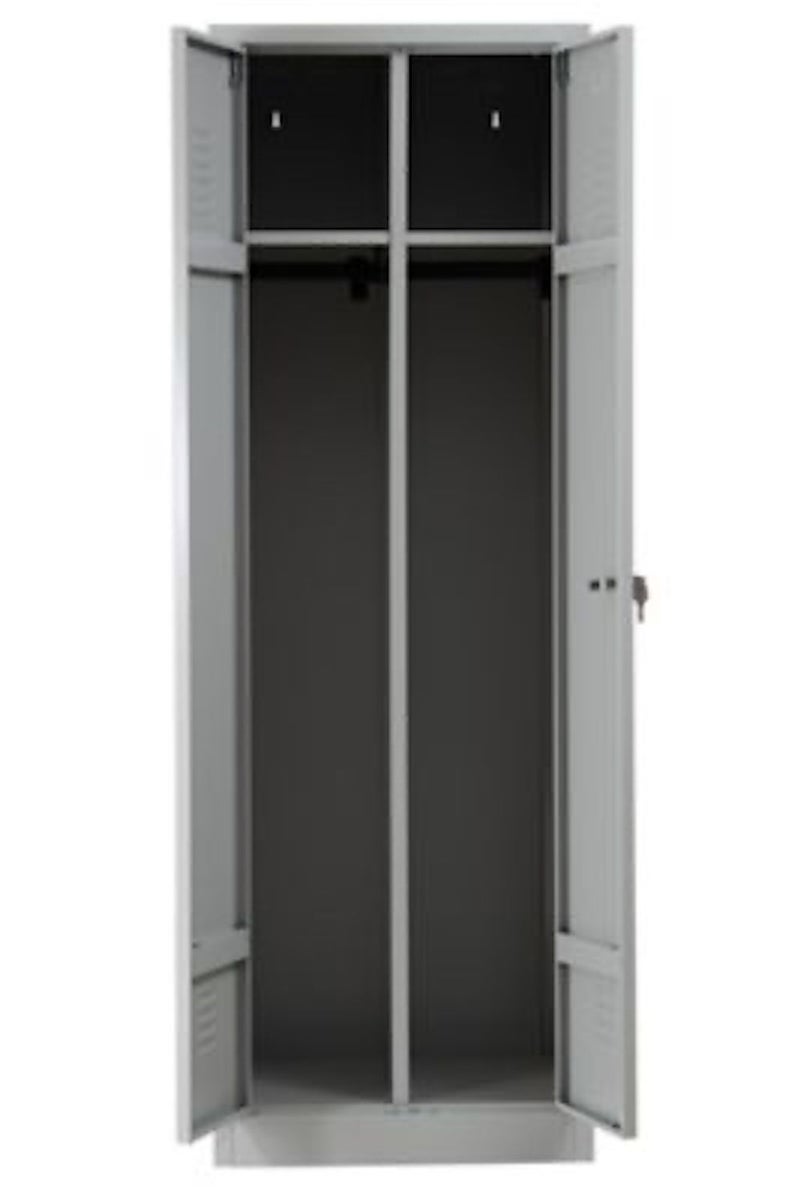 PROREGAL Garderobekast Camel 2 compartimenten & 1 slot HxBxD 180 x 60 x 50 cm Cilinderslot Grijs