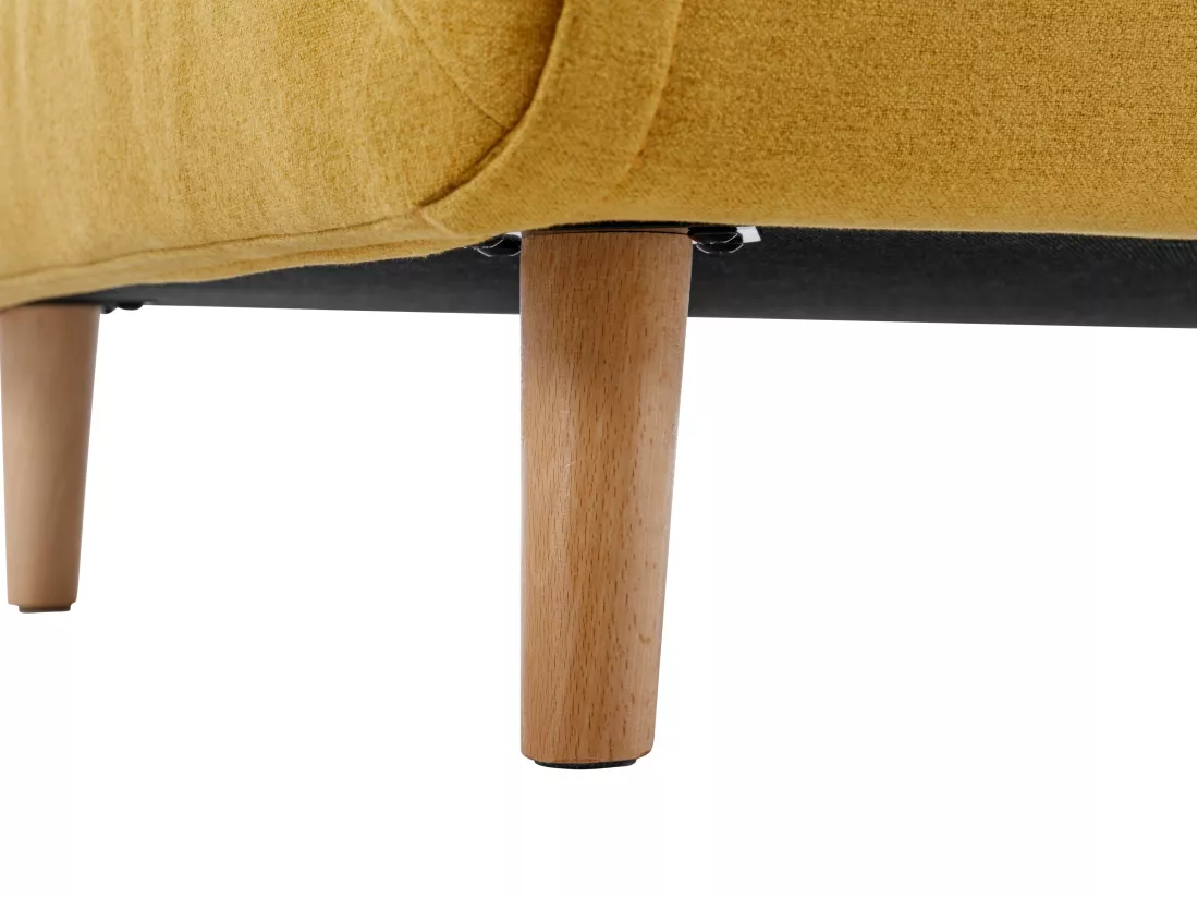 Canapé 2 places convertible en tissu jaune moutarde URIBIA