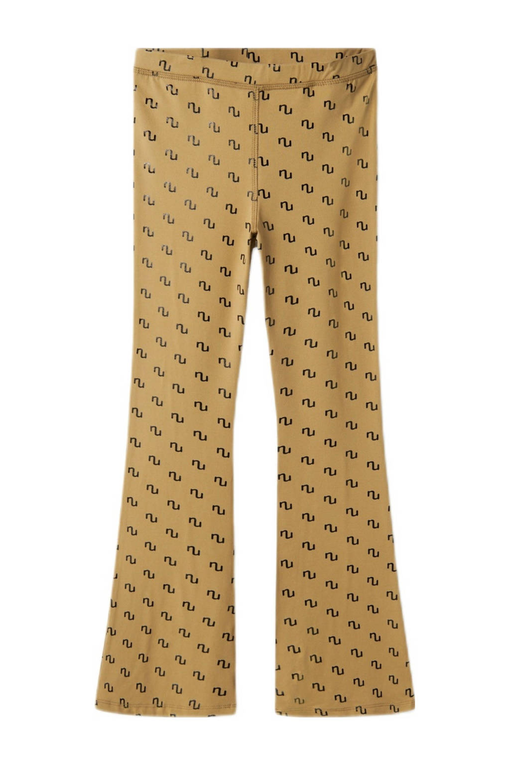 NAME IT flared broek NKFNIKANEL met all over print mosterd/zwart