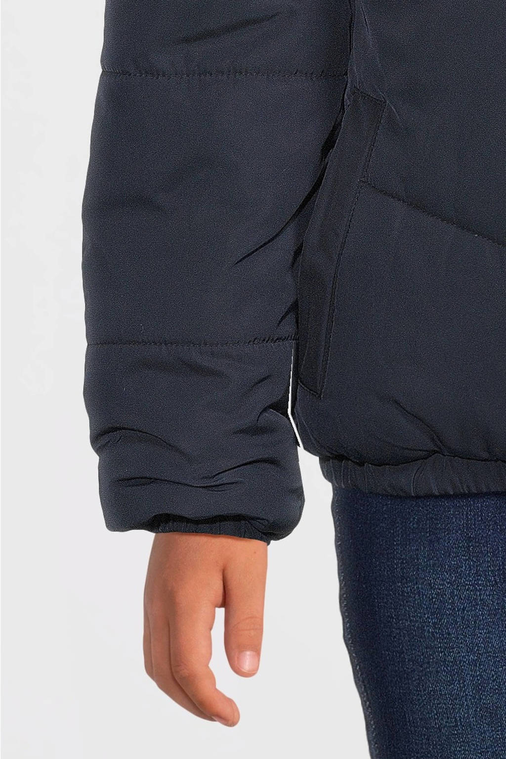 B.Nosy reversible gewatteerde winterjas Jamie met all over print donkerblauw/lila/roze
