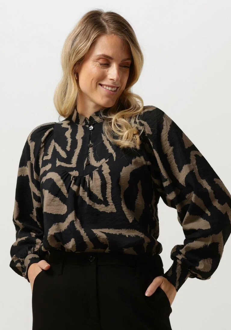 SUMMUM zwarte summum blouse top abstract leaves