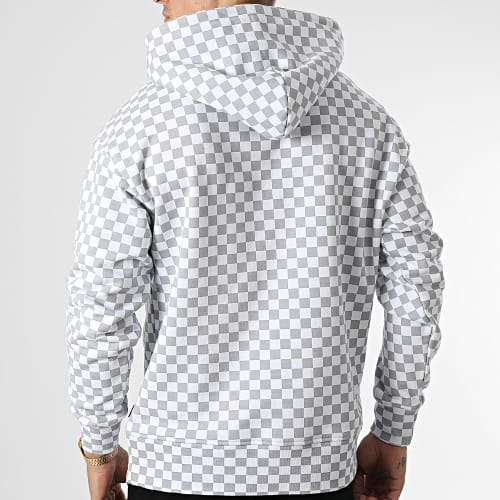 Sweat Capuche A Carreaux Basic Cap Check SP229 Blanc Gris