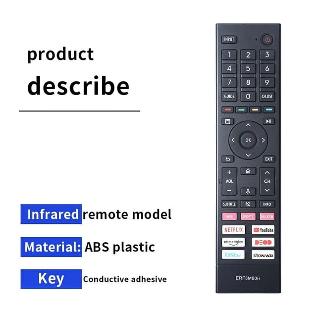 TV fjernbetjening Erstatning for ERF3M80H Til Hisense TV