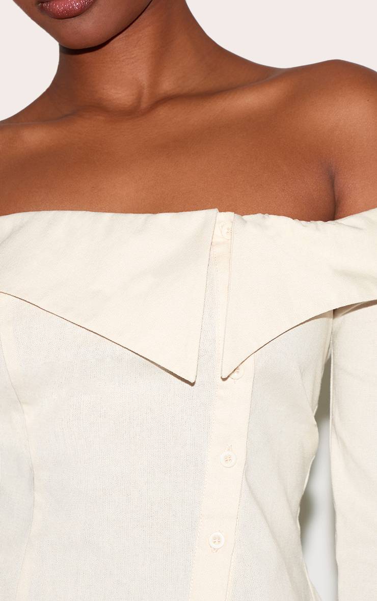 Butter Yellow Chemise Bardot Boutonnée En Mélange De Lin