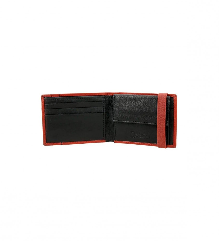 Carteira de couro National Geographic vermelha - 10,5 x 8 x 2 cm -