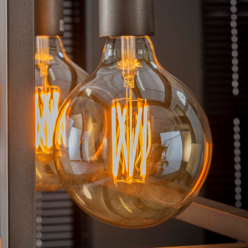 Lamp D - LED lichtbron filament Bol Ø12,5 Smokey Grey