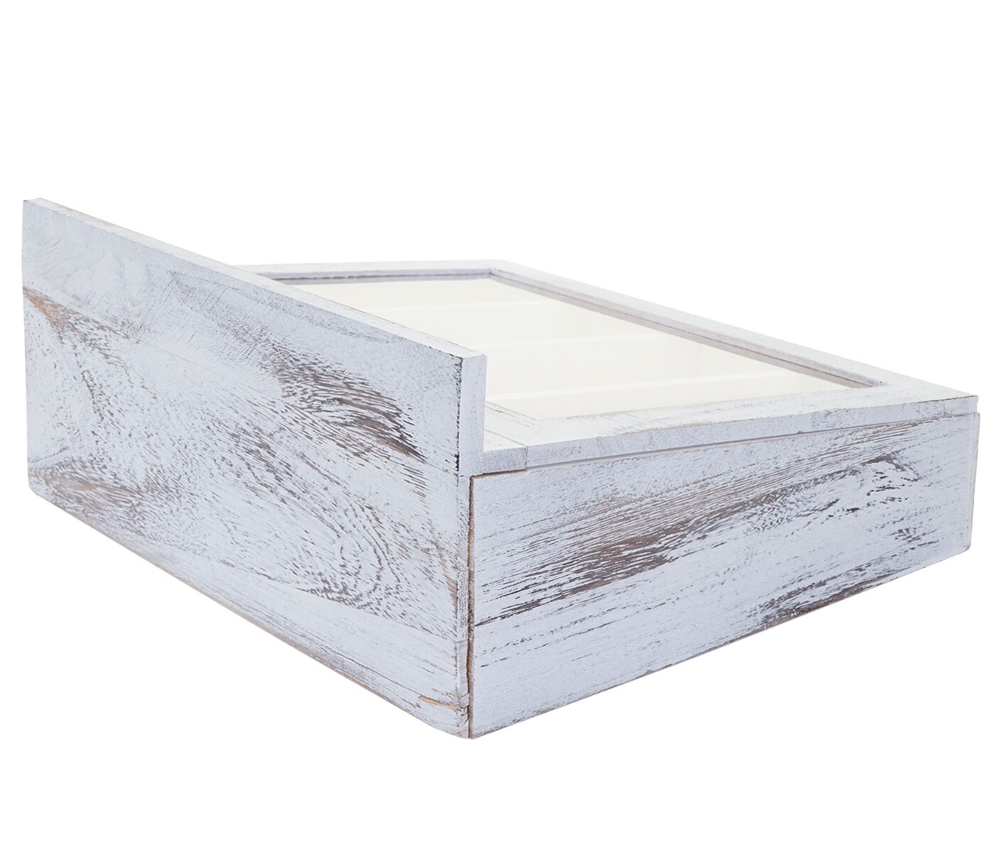 Aufbewahrungsbox MCW-C25, Teebox Schmuckkästchen Kiste, Paulownia 17x37x33cm ~ weiß, shabby