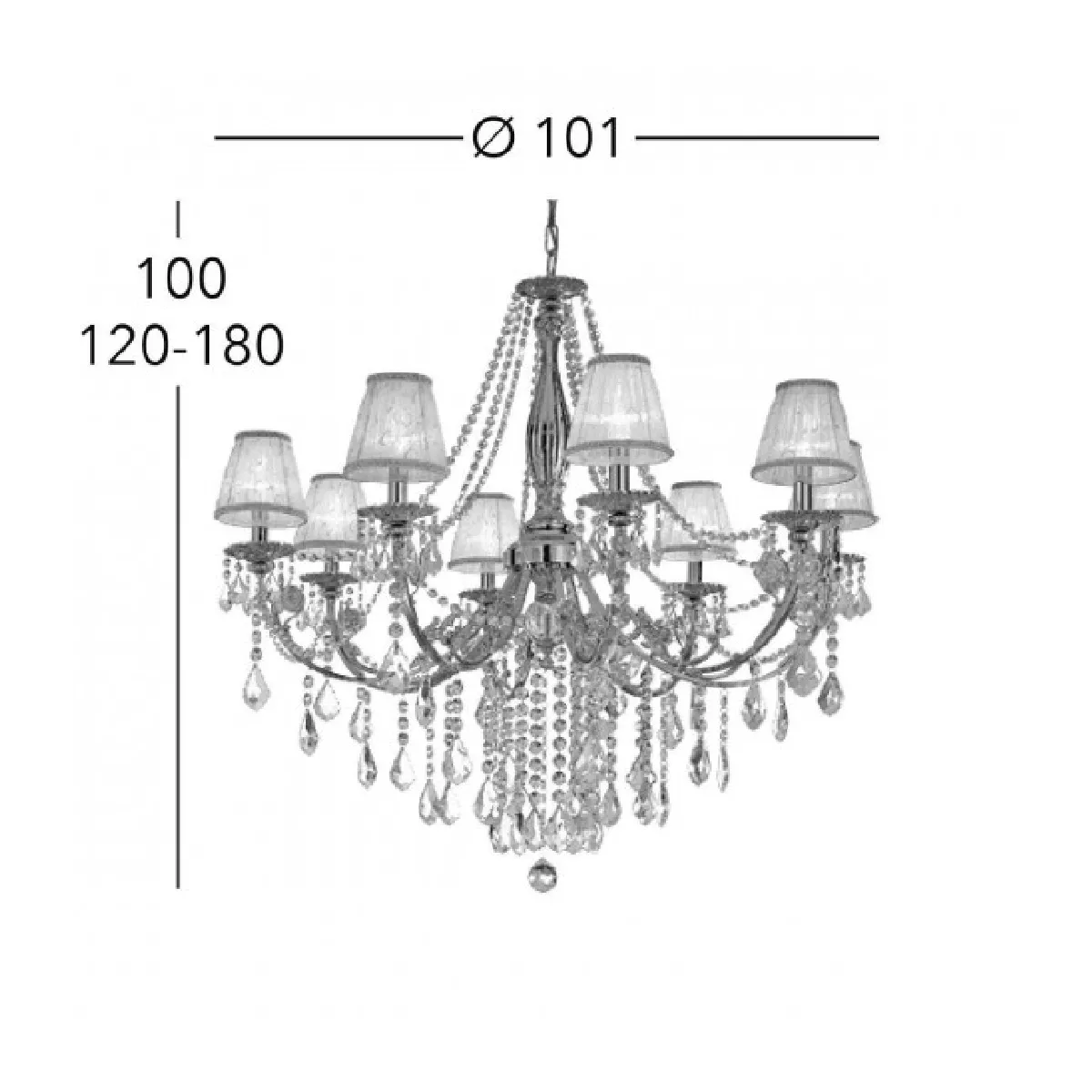 Luminaire Center Chandelier PISANI CRYSTAL 8 Ampoules - Laiton Antique