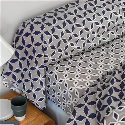 Linge de lit flanelle micro-motifs - BECQUET CRÉATION