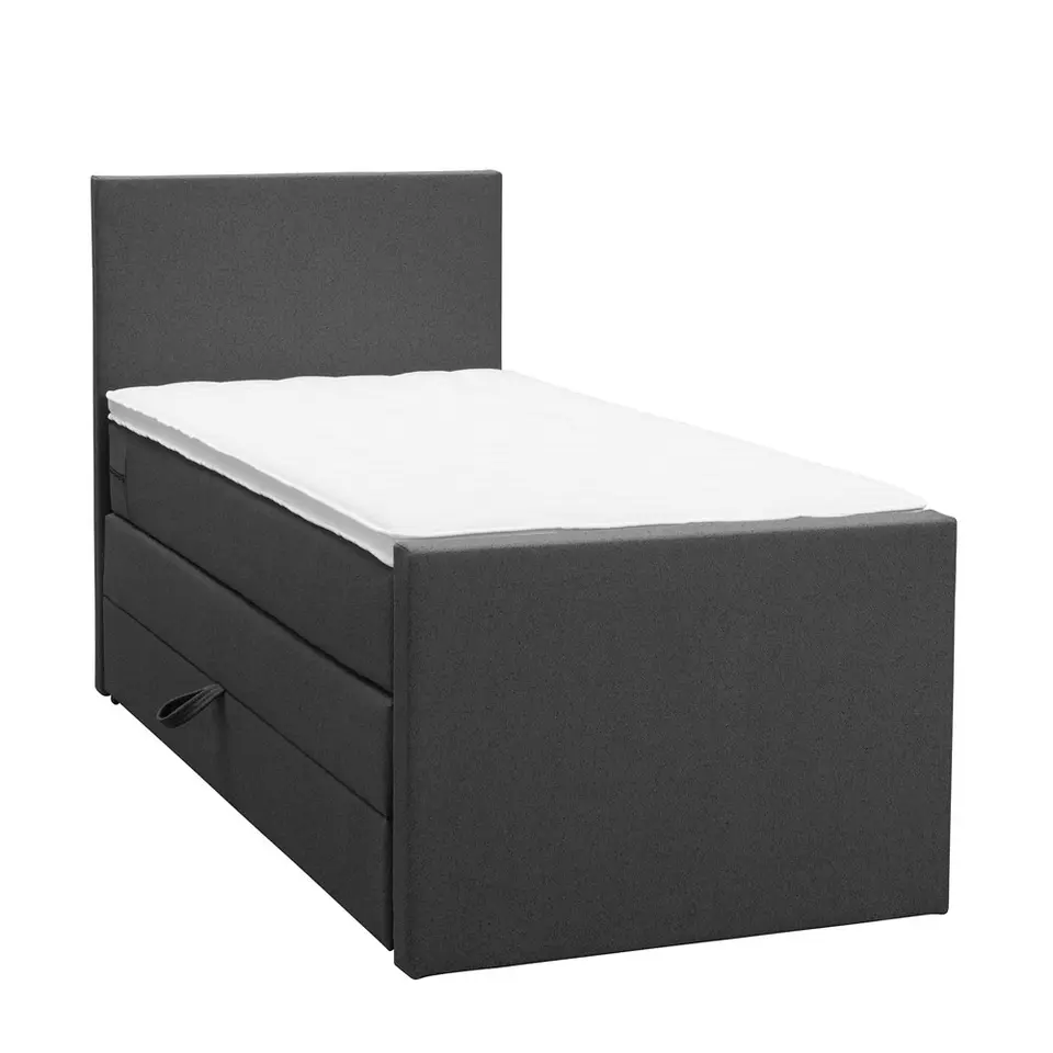 Boxspring met opbergruimte en voetbord Liv egaal - antraciet - 90x200cm