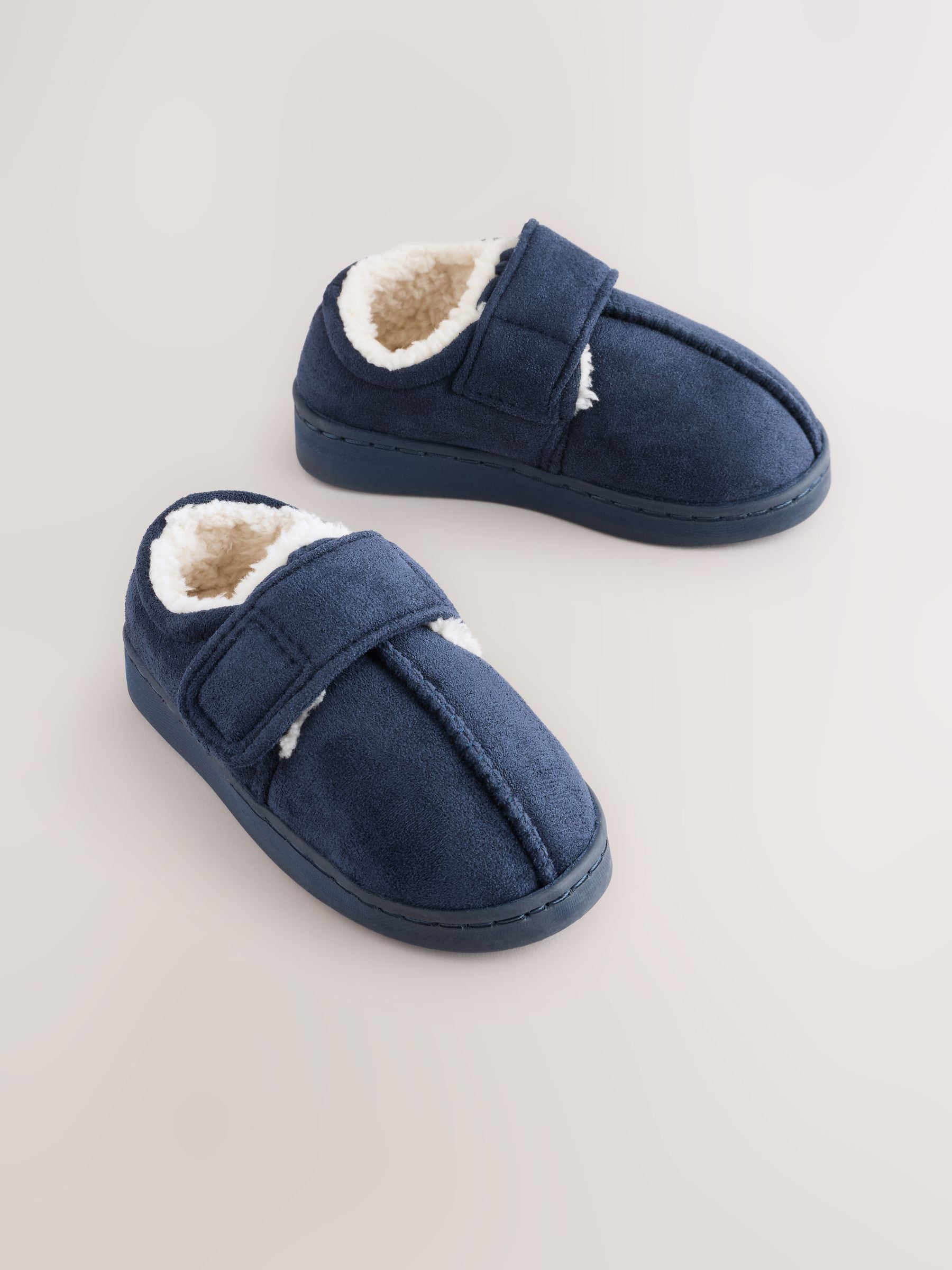 Marineblauw - Warm gevoerde pantoffels met kuipzool