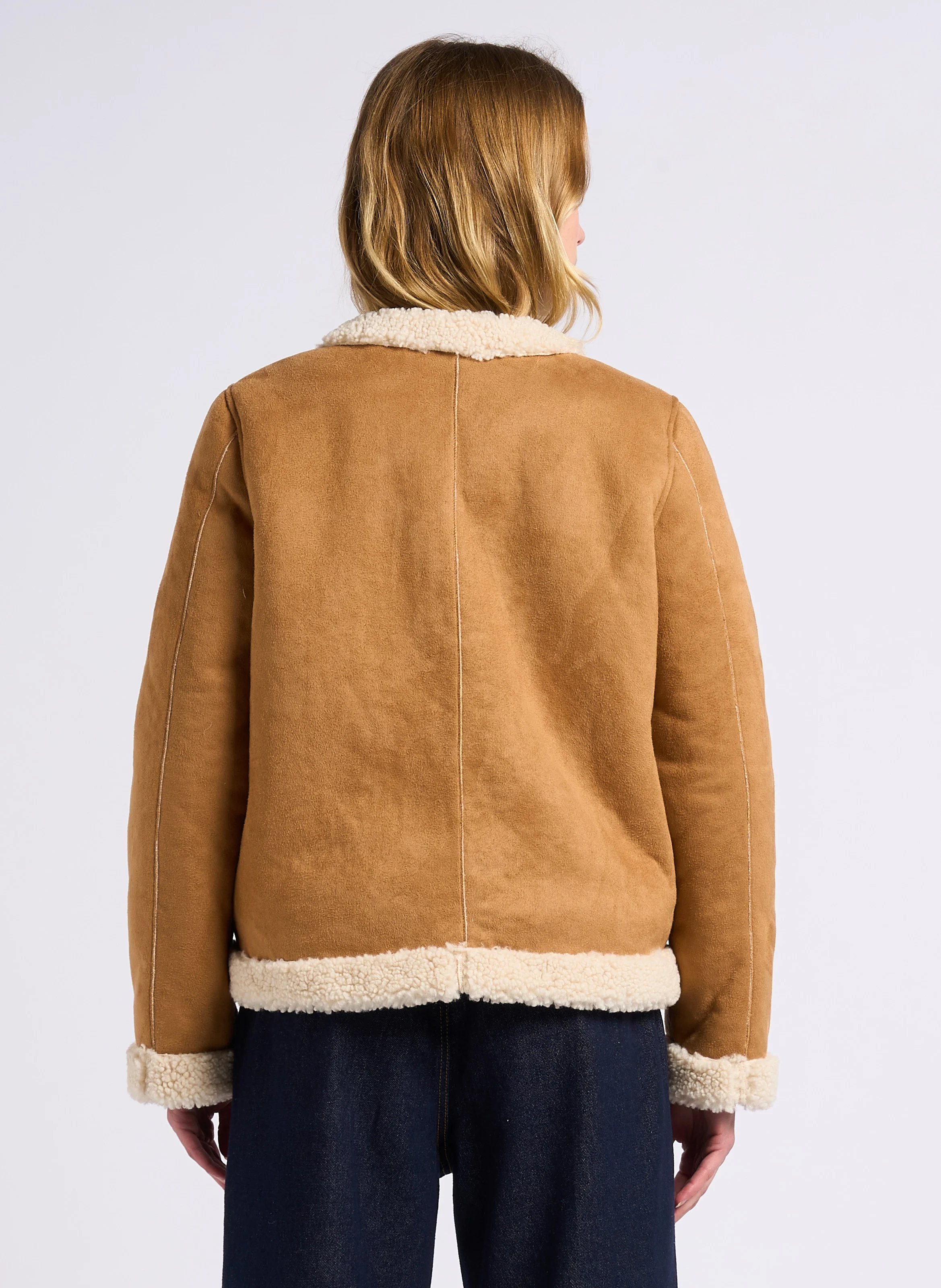 EDUNA - Veste col rond en sherpa | Marron