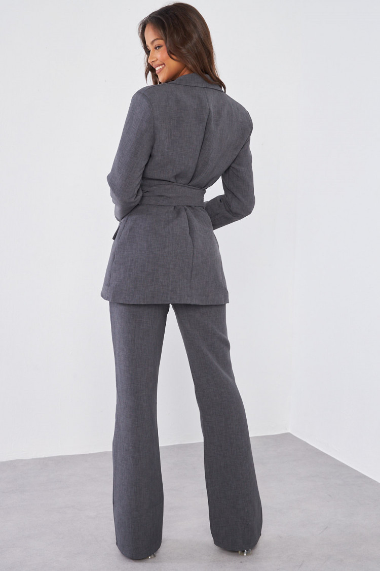 Ensemble 2 pièces blazer + pantalon tailleur gris chiné