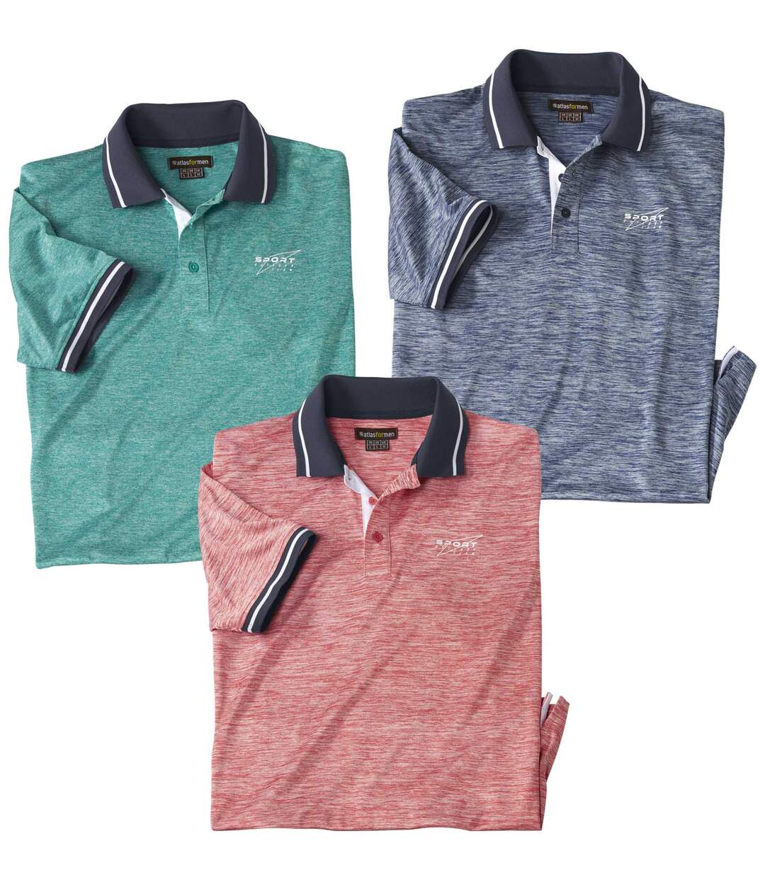 Lot de 3 Polos Maille Jersey Flammée