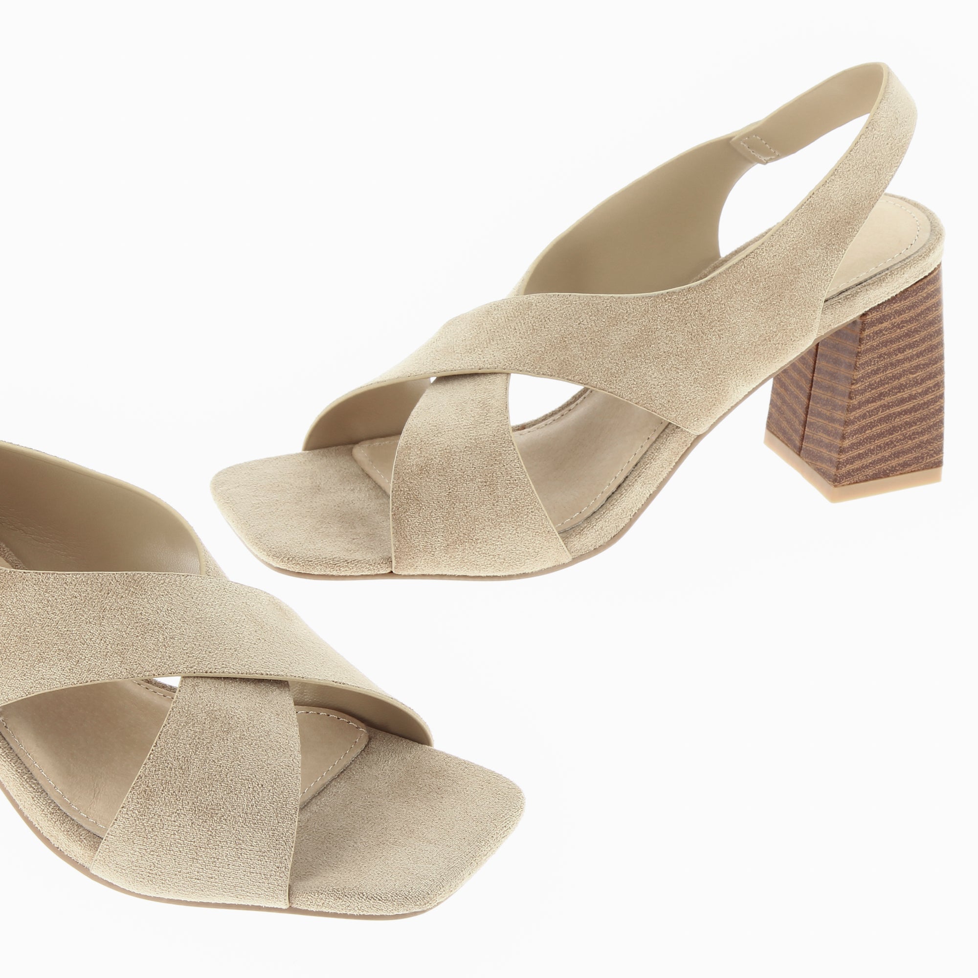 Sandales à talon, Compensées-Sandales Dakota beiges à brides croisées et talon haut