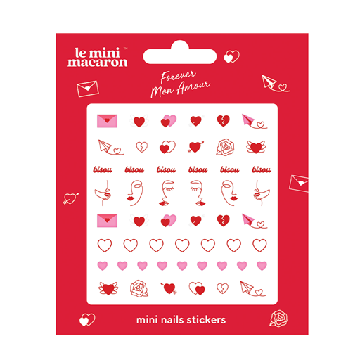Le Mini Macaron Mini Nail Art Stickers, Forever Mon Amour
