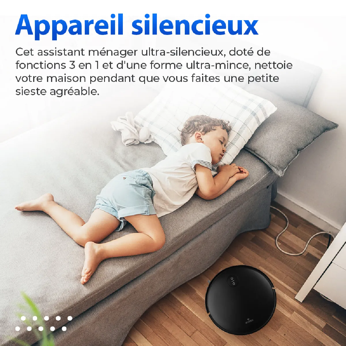 Aspirateur robot Anodex - avec fonction de nettoyage - avec station de charge - Robots aspirateurs - 3 en 1 - Noir mat.