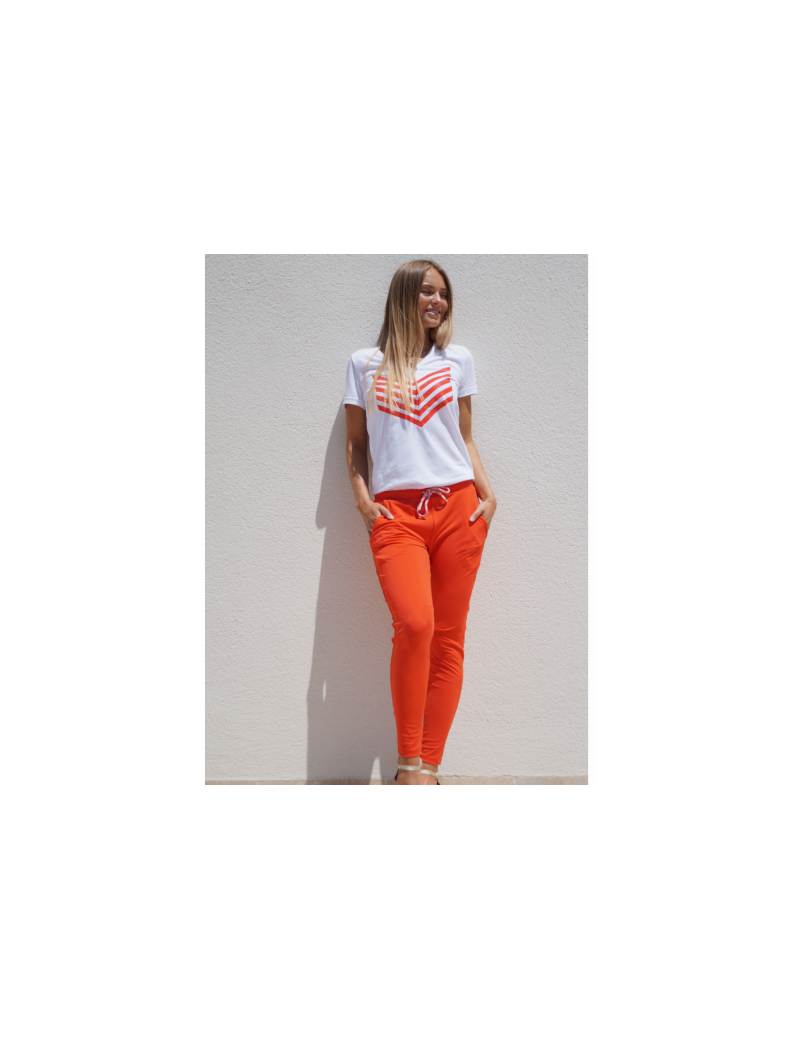 HBT T-SHIRT HAILEY CHEVRON CORAIL EN COTON