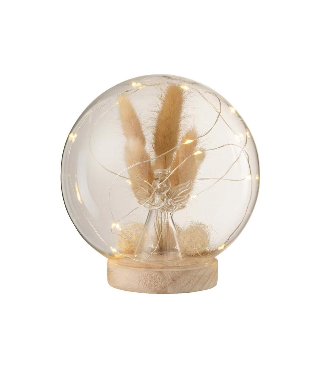 Paris Prix - Cloche Boule Led En Verre ange 16cm Naturel