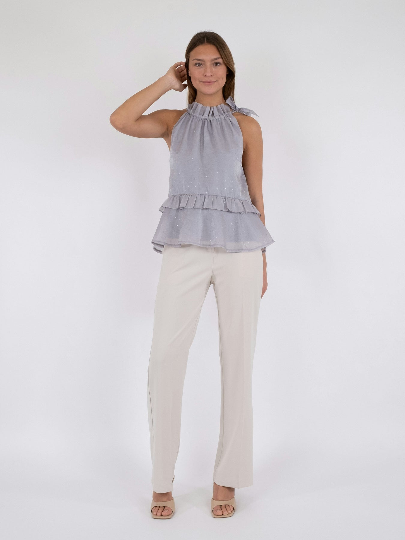 Neo Noir Margy Bedazzled Top grey