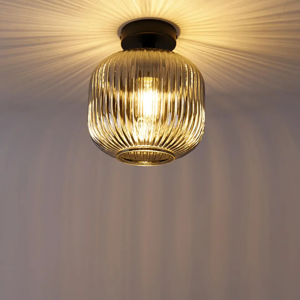 Qazqa plafondlampen karel zwart e27